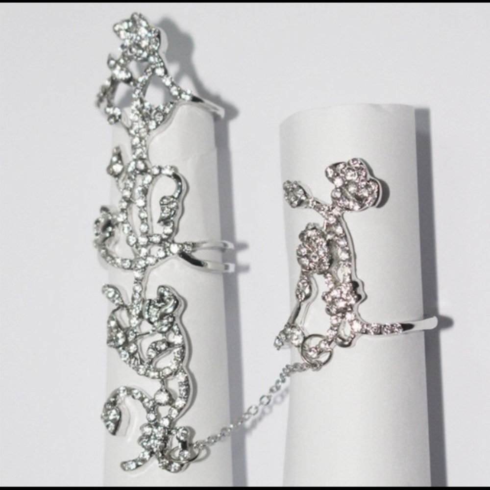 One left! White glass crystal boho cuff - Picture 2 of 5